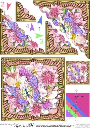 Flowers & Butterfly in a Gold Frame Scalloped Corner Stacker