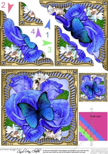 Flowers & Butterfly in a Gold Frame Scalloped Corner Stacker