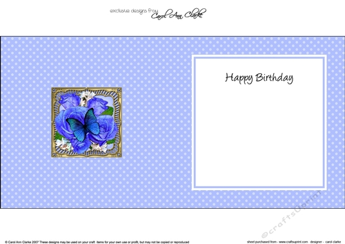 Flowers & Butterfly in a Gold Frame square landscape insert