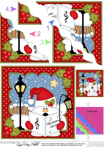 Christmas Snowball Sam is Carol Singing Corner Topper