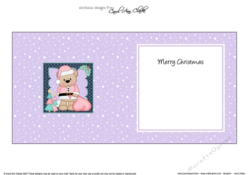 Christmas Livvy Bear has a Sack of Presents insert square landscape