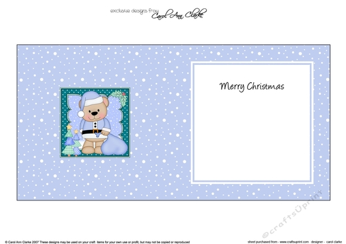 Christmas Livvy Bear has a Sack of Presents insert square landscape