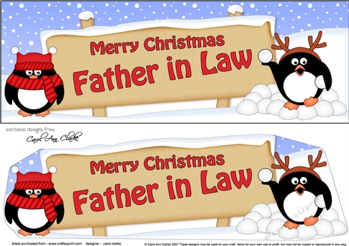 large DL Merry Christmas FATHER IN LAW with Penguins 3D decoupage