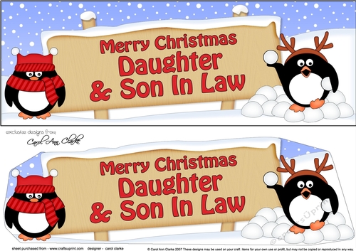 large DL Merry Christmas  DAUGHTER & SON IN LAW with Penguins 3D decoupage