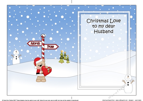 5 x 7 matching insert -  Christmas Love to My Dear HUSBAND