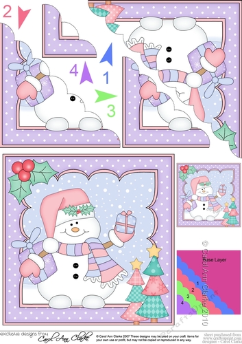 Christmas Snowman Oli has lots of Presents Scallop Corner side stacker Topper