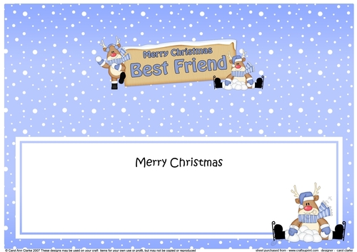 large DL Merry Christmas BEST FRIEND with Rudolph insert