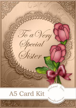 A5 Roses and Metallic Lace Kit with 3D Decoupage