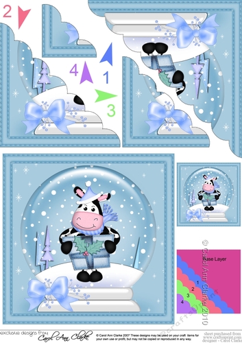 Christmas Snowglobe Milly Moo Cow Scallop Corner side stacker Topper