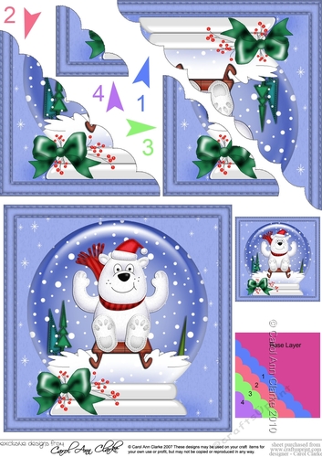 Christmas Snowglobe Ben Polar Bear Scallop Corner side stacker Topper