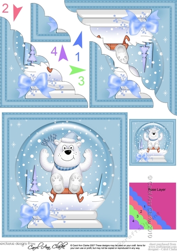 Christmas Snowglobe Ben Polar Bear Scallop Corner side stacker Topper