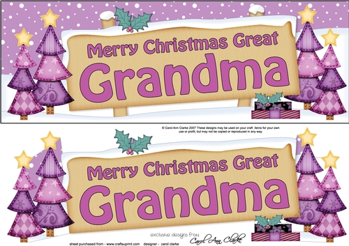 large DL Merry Christmas GREAT GRANDMA with Xmas Trees 3D decoupage