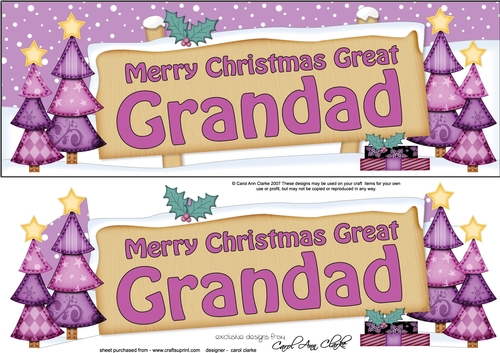 large DL Merry Christmas GREAT GRANDAD with Xmas Trees 3D decoupage