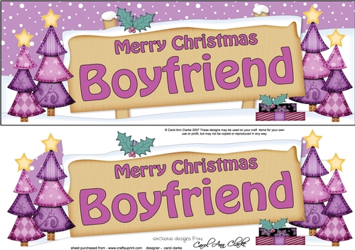 large DL Merry Christmas BOYFRIEND with Xmas Trees 3D decoupage