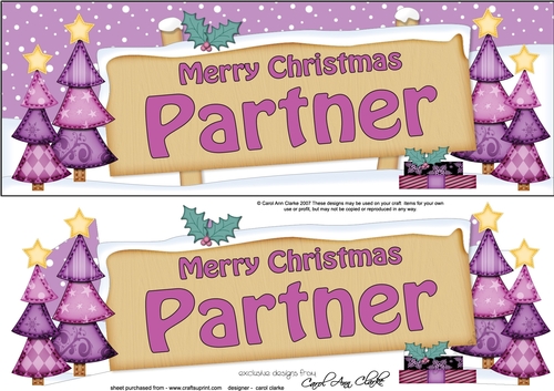 large DL Merry Christmas PARTNER with Xmas Trees 3D decoupage