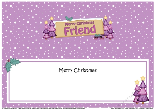 large DL Merry Christmas Merry Christmas FRIEND with Xmas Trees insert