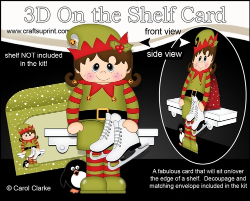 3D Christmas On the Shelf Card Kit - Cute Christmas is going Ice Skating