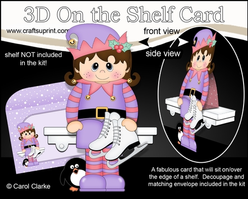 3D Christmas On the Shelf Card Kit - Cute Christmas is going Ice Skating