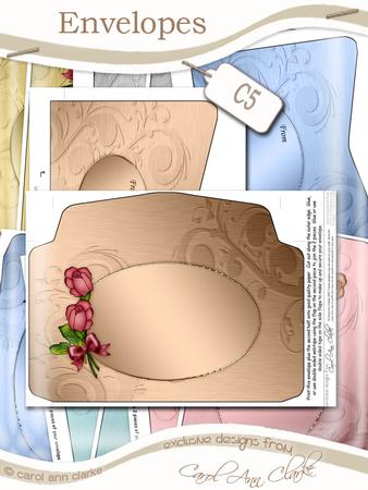 Roses and Metallic Lace Matching C5 Envelope Kit