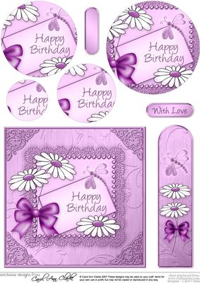 Daisies on Metallic Lace Quick Card with Circle Pyramage