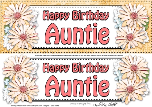  Large DL Happy Birthday AUNTIE Daisies Floral 3D decoupage