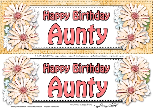  Large DL Happy Birthday AUNTY Daisies Floral 3D decoupage