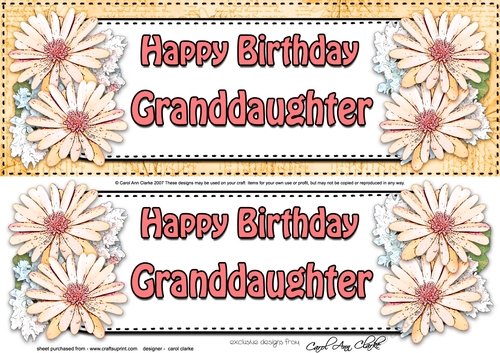  Large DL Happy Birthday GRANDDAUGHTER Daisies Floral 3D decoupage