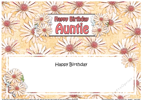 Large DL Happy Birthday AUNTIE Daisies Floral matching insert