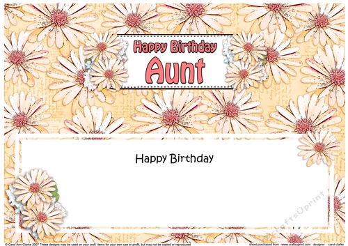 Large DL Happy Birthday AUNT Daisies Floral matching insert