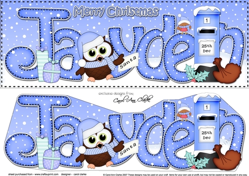 Large DL Merry Christmas JAYDEN 3D decoupage 