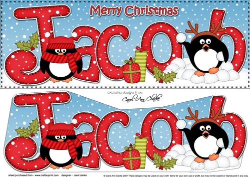 Large DL Merry Christmas JACOB 3D decoupage 