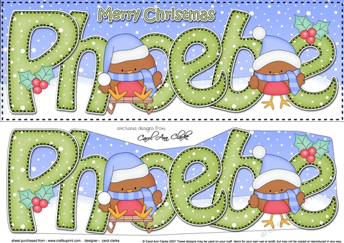 Large DL Merry Christmas PHOEBE 3D decoupage 