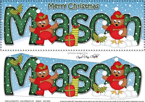 Large DL Merry Christmas MASON 3D decoupage 