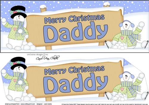 large DL Merry Christmas DADDY with Snowman 3D decoupage