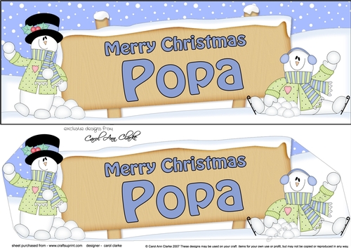 large DL Merry Christmas POPA with Snowman 3D decoupage