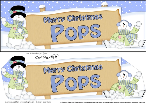 large DL Merry Christmas POPS with Snowman 3D decoupage