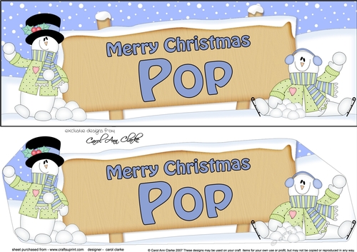 large DL Merry Christmas POP with Snowman 3D decoupage