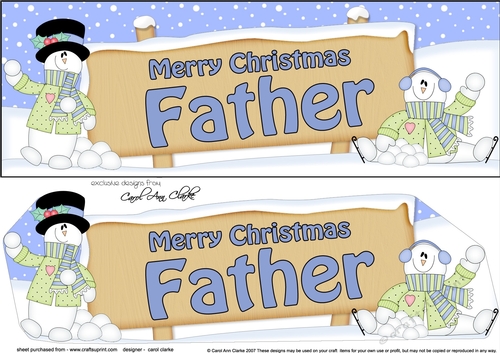 large DL Merry Christmas FATHER with Snowman 3D decoupage