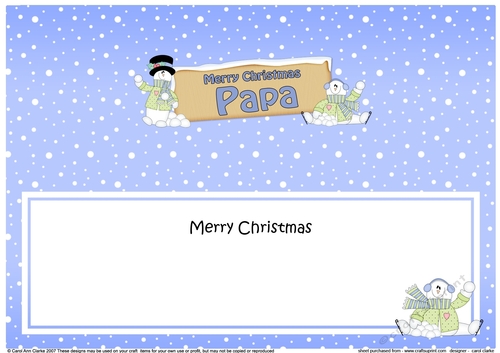 large DL Merry Christmas PAPA with Snowman insert