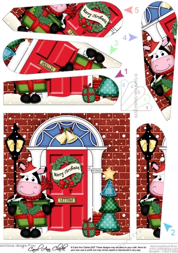 Milly Moo Cow is at the Christmas Door Fan Pyramage Topper