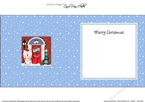 Cute Little Cat is at the Christmas Door matching insert square landscape