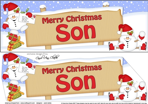 large DL Merry Christmas SON with Snowball Sam 3D decoupage
