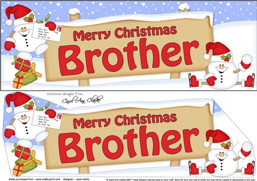 large DL Merry Christmas BROTHER with Snowball Sam 3D decoupage