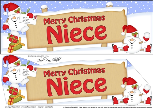 large DL Merry Christmas NIECE with Snowball Sam 3D decoupage