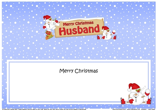 large DL Merry Christmas HUSBAND Snowball Sam insert