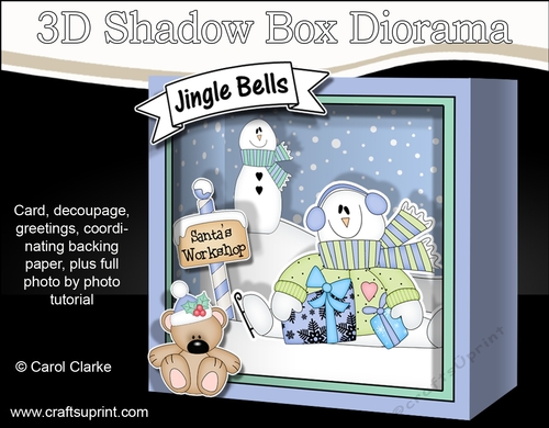 3D Christmas Diorama Shadow Box Card Mini Kit  - Snowman Rio has lots of Presents