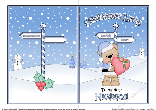 5 x 7 Quick Cut and Fold Card - Christmas Love to My Dear HUSBAND