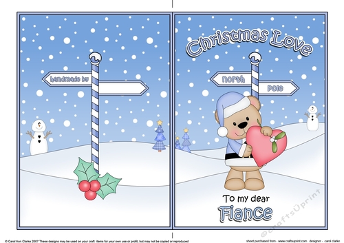 5 x 7 Quick Cut and Fold Card - Christmas Love to My Dear FIANCE