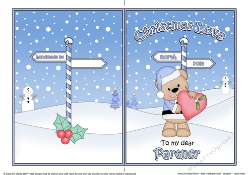 5 x 7 Quick Cut and Fold Card - Christmas Love to My Dear PARTNER