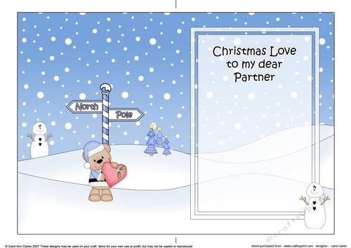 5 x 7 matching insert -  Christmas Love to My Dear PARTNER
